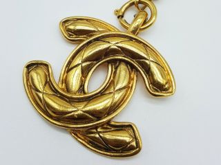 100 Auth CHANEL Big Logo Necklace Vintage Pendant Large Gold Plated CC coco 3
