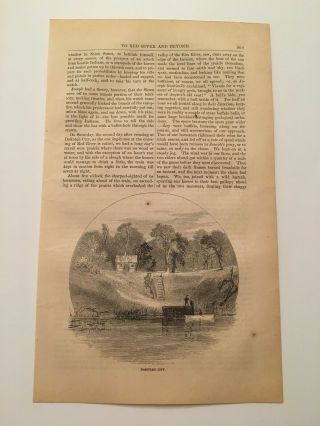 T8) View Of Dakota City Nebraska Home On Missouri River C.  1860 Engraving