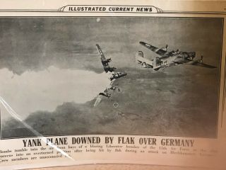 Vtg Illustrated Current News 4881 Yank Plane Downed By Flak Over Germany Wwii