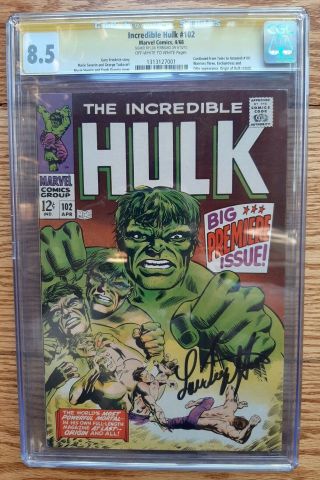 Incredible Hulk 102 Cgc 8.  5 Signed By Lou Ferrigno Enchantress Story