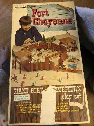 Vintage Brumberger Fort Cheyenne Western Play Set 60s Incomplete