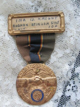 1946 American Legion 27th Annual Convention Maine Pin Medal Ww1 Ww2 Post 102