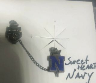 Vintage Wwii Usn Us Navy Sterling Silver Home Front Sweetheart Pin Blue