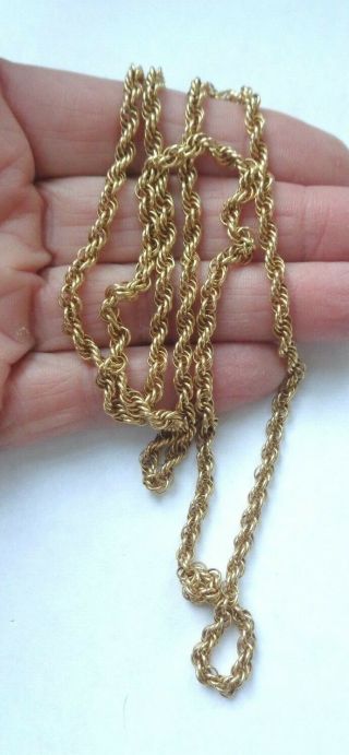 Vintage 14k Solid Yellow Gold Rope Chain Necklace 18.  44g Not Scrap