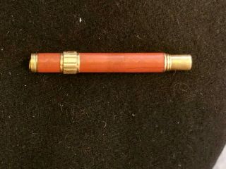 Victorian Combination Dip Pen Mechanical Pencil No Nib Red Hard Rubber 3 " L