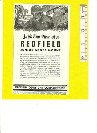 Vintage 1943 World War Ii Redfield Junior Scope Mount Ethnic Language,  Wollensak