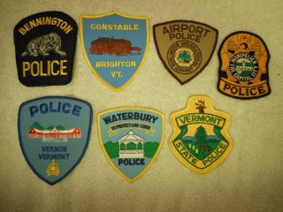 7 Different Vermont Police Patches