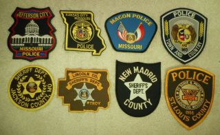 8 Different Missouri Police & Sheriff Patches