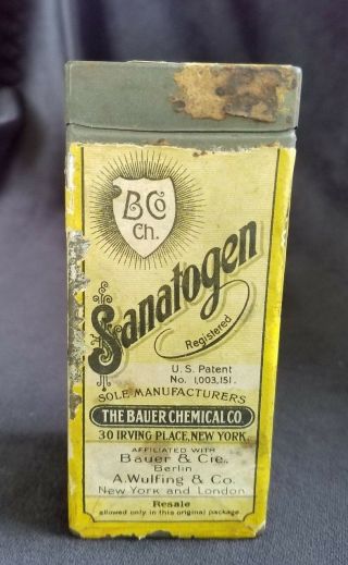 Old Medical Advertising Tin Sanatogen Bauer Chemical Co Nutrient Tonic Invalids