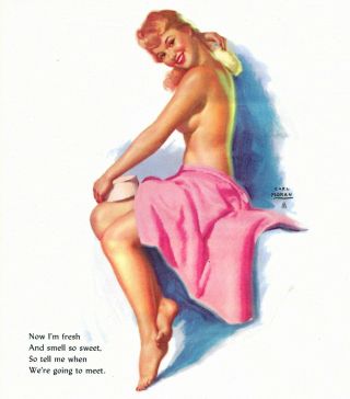 1950s Pin Up Girl Lithograph Earl Moran Now Im Fresh 36