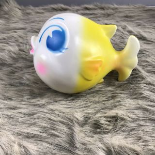 Vintage 50s 60s Yellow Combex Plastic Baby Fish Rattle Chime Kawaii Toy