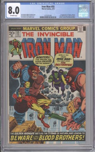 Iron Man 55 Cgc 8.  0 1st Appearance Of Thanos And Drax The Destroyer