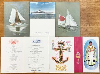 Orig 7 X 1965 P & O Orient Lines,  S S Oriana Menus,  Cruising,  Cruises,