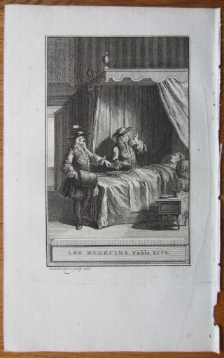 J.  De La Fontaine: Fable Engraving The Doctor - 1786