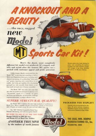 1954 Paper Ad Doepke Model Toys Mg Mt Sports Car Kit Rossmoyne Ohio