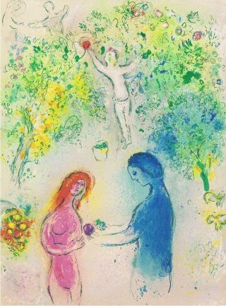Marc Chagall " Daphnis & Chloe " Frontispiece Color Lithograph 1977
