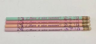 Set Of 4 Vintage Moonbeams “have A Summer” Purple Orange Green Pink Pencils