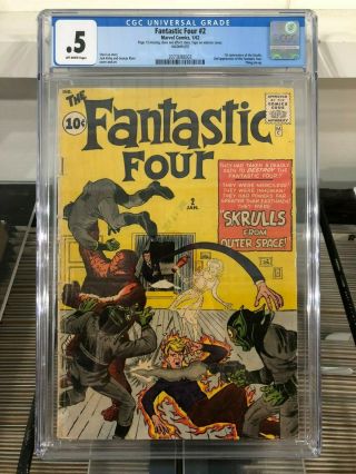 Fantastic Four 2 Cgc 0.  5 First Appearance Of Skrulls Stan Lee Jack Kirby Art