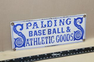 Spalding Baseball Athletic Goods Porcelain Dealer Metal Sign Sporting Goods Sho