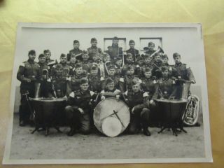 Wwii German Photo Army Band Swallow Tails Instruments 5x7 Size