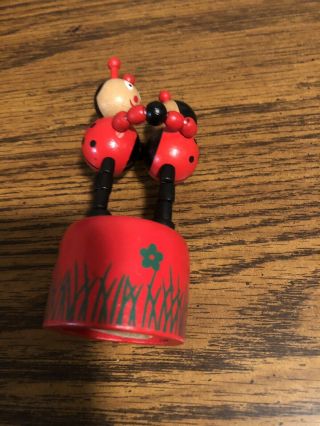 VINTAGE WOODEN LADY BUG PUSH UP / COLLAPSIBLE TOY 2