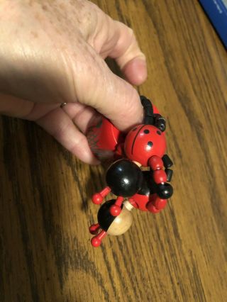 VINTAGE WOODEN LADY BUG PUSH UP / COLLAPSIBLE TOY 3