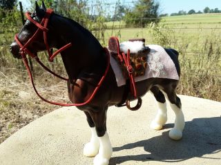 Custom Handmade Fantasy Saddle Set For Breyer Model Horse Saddle Pad Bridle Red