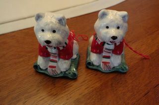 2 Schmid Westies Dog Ornaments 1993