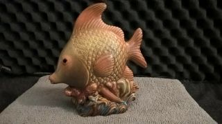 Vintage Ceramic Fish Brown And Gold Color Statue Figurine Collectible