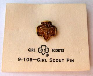 Vintage 7 - Star Mini Girl Scout Membership Pin 10k Gold Filled Eagle On Card