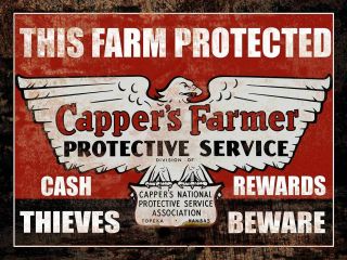 Cappers Farmers Insurance Classic Farm Tractor Metal Sign