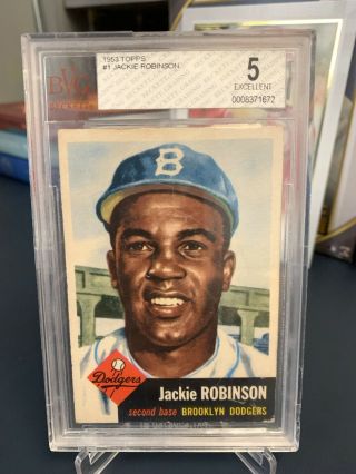 1953 Topps 1 Jackie Robinson Bvg Ex 5 Hof Dodgers Vintage