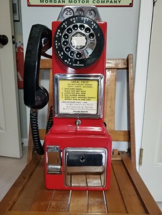 Vintage 1950 Automatic Electric Pay Phone 3 Coin Slot Rotary Dial Telephone