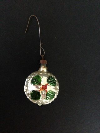 Antique German Feather Tree Christmas Ornament With 4 Leaf Clover
