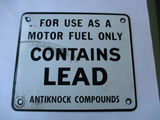 Vintage Motor Fuel Only Contains Lead Antiknock Compounds Gas Pump Sign