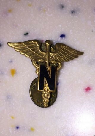 Vintage Us Military Navy Nurse Medical Service Black N Caduceus
