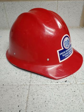 Vtg RED BULLARD 502 ALUMINUM Hard Boiled HARD HAT Ironworker With Liner 2