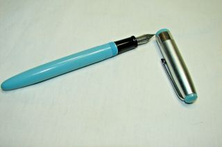 Vintage Weaver Fountain Pen,  Baby Blue With Silver Cap,