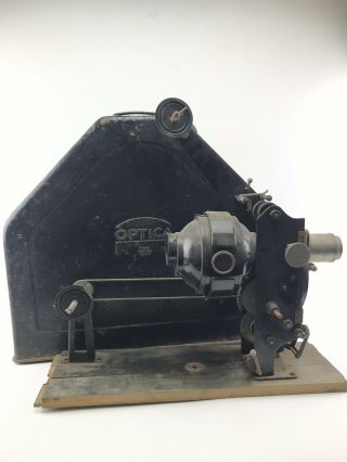 Vintage Optica 35mm Movie Projector Hand Crank W/ Steel Case - 3739