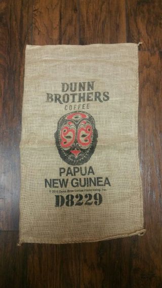 Papua Guinea Burlap Coffee Bag Dunn Bros Primitive Gunny Sack Rustic Coffee