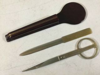 Vintage Italian Scissors And Letter Opener With Leather Sheath VGC 2