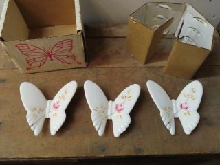 Set Of 3 Vintage Homco Ceramic Butterlies Wall Plaque Butterfly