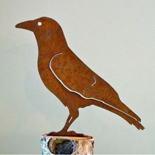 American Crow Cut Steel Yard Or Garden Ornament Standing Crow Made In Usa Raven