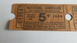 BOY SCOUTS NATIONAL JAMBOREE 1950 TRADING POST 5 CENT TICKETS VALLEY FORGE BSA 3