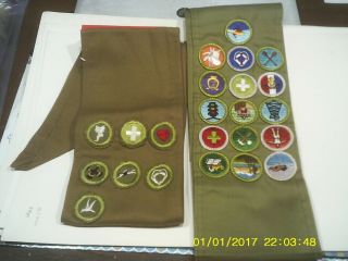Boy Scout Merit Badge Sashes (2) Some Are Crimped Edge 2 - Diff Sashes