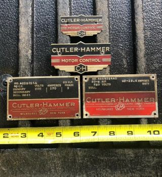 Vtg 30s Cutler Hammer Industrial Metal Tag Data Plate Steampunk Antique Old Ny