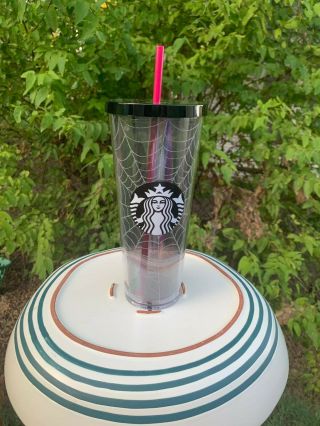 Starbucks 2019 Glitter Spiderweb 24oz Limited Edition Tumbler Cup Halloween