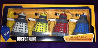 Doctor Who Mini Dalek Drone 4 Colors Ornament Set Blue,  Yellow,  White,  Red,  Box