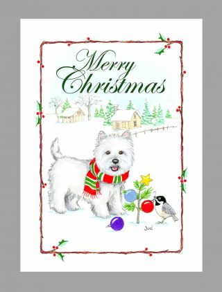 West Highland White Terrier Dog Christmas Cards,  Boxed,  16 Cards & 16 Envelopes