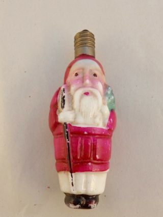 Vintage C6 Milk Glass Father Christmas Santa Claus Hand Painted Light Bulb